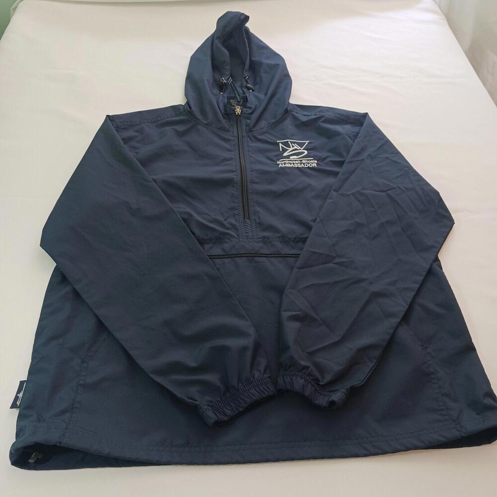 Charles River Apparel NORTHWEST-SHOALS Men's Blue Pullover Windbreaker Hoodie M